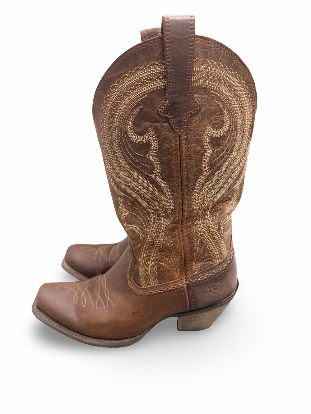 ARIAT WOMEN'S LIVELY SASSY BROWN PUNCHY SQUARE TOE COWBOY BOOTS Size 8